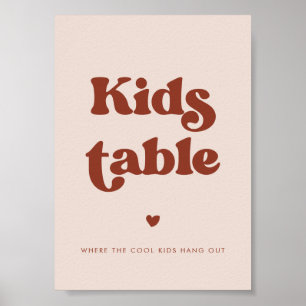 Stilvolles Retro Peach Pink Wedding Kids Table Poster