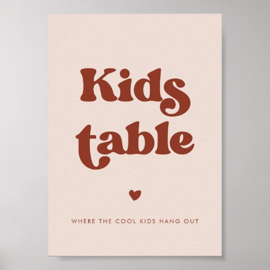 Stilvolles Retro Peach Pink Wedding Kids Table Poster (Vorne)