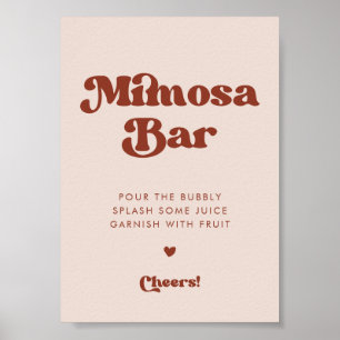 Stilvolles Retro Peach Pink Wedding Mimosa Bar Poster