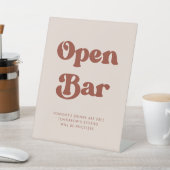 Stilvolles Retro Peach Pink Wedding Open Bar Sockelschild (In SItu)