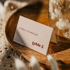 Stilvolles Retro Peach Pink Wedding Platzkarte Tischnummer