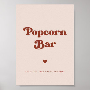 Stilvolles Retro Peach Pink Wedding Popcorn Bar Poster