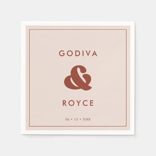 Stilvolles Retro Peach Pink Wedding Serviette (Vorderseite)