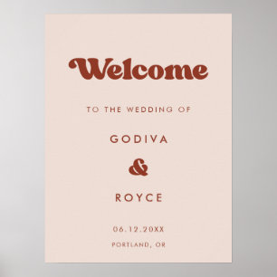 Stilvolles Retro Peach Pink Willkommen bei unserer Poster