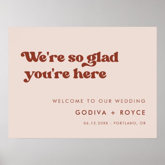 Stilvolles Retro Peach Pink Wir sind so froh, dass Poster (Vorne)