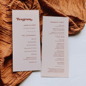 Stilvolles Retro-Pfirsichrosa Hochzeitsprogramm Programm