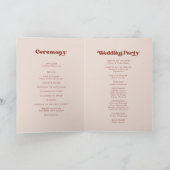 Stilvolles Retro-pfirsichrosa Hochzeitsroman Programm (Innenseite)