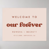 Stilvolles Retro-Pfirsichrosa Willkommen in unsere Poster (Vorne)