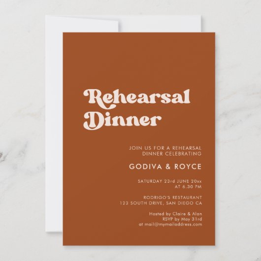 Stilvolles Retro-Probe-Dinner Einladung (Vorderseite)