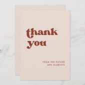 Stilvolles Retro Rosa Brautparty Danke Karte (Vorne/Hinten)