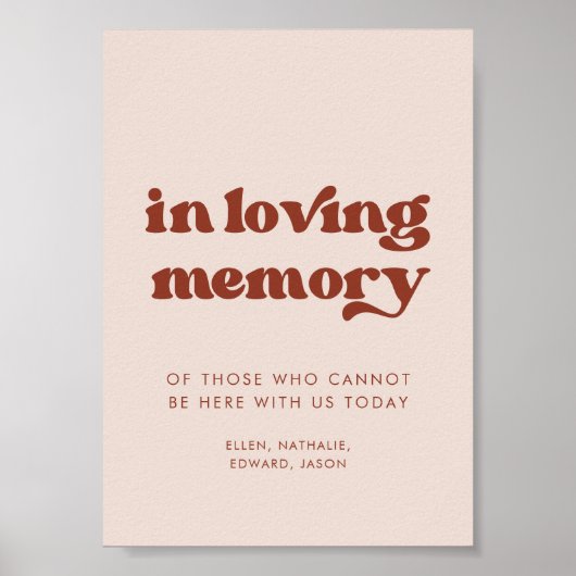 Stilvolles Retro Rosa In liebevollem Gedächtnis Tr Poster (Vorne)