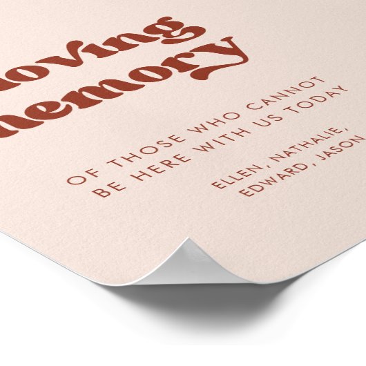 Stilvolles Retro Rosa In liebevollem Gedächtnis Tr Poster (Ecke)