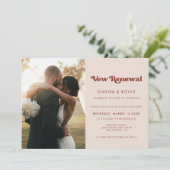 Stilvolles Retro-Rosa Wir machen noch Vow Erneueru Einladung (Stehend Vorderseite)