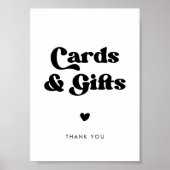 Stilvolles Retro-Schild mit schwarz-weißen Karten  Poster (Vorne)