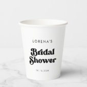 Stilvolles Retro-Schwarz-Weiß-Brautparty Pappbecher (Vorderseite)