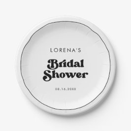 Stilvolles Retro-Schwarz-Weiß-Brautparty Pappteller