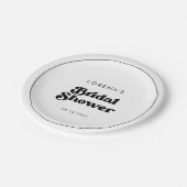 Stilvolles Retro-Schwarz-Weiß-Brautparty Pappteller (Schrägansicht)