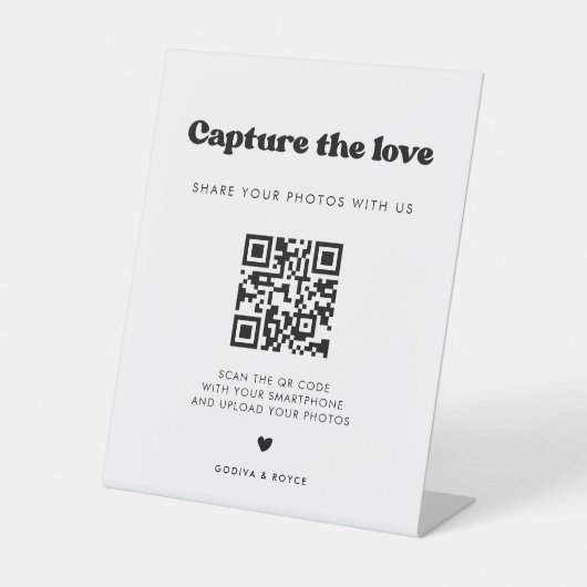 Stilvolles Retro Schwarz & Weiß Capture the Liebe Sockelschild (Vorderseite)