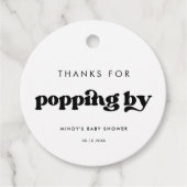 Stilvolles Retro schwarz & weiß Danke für das Popp Geschenkanhänger (Vorderseite)