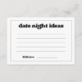 Stilvolles Retro Schwarz & Weiß Date Night Ideas Begleitkarte (Vorderseite)
