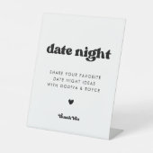 Stilvolles Retro Schwarz & Weiß Date Night Ideas Sockelschild (Vorderseite)