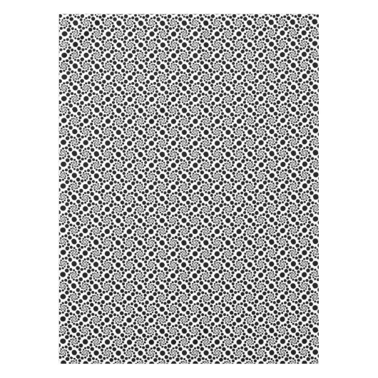 Stilvolles Retro Schwarz & Weiß Dot Swirl Muster Tischdecke (Vorderseite)