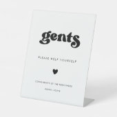 Stilvolles Retro Schwarz & Weiß Herren Badezimmer Sockelschild (Vorderseite)