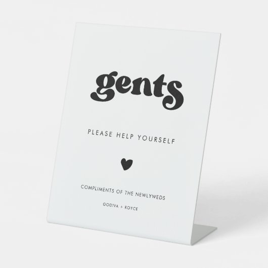 Stilvolles Retro Schwarz & Weiß Herren Badezimmer Sockelschild (Vorderseite)