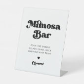 Stilvolles Retro-Schwarz-Weiß-Hochzeit Mimosa Bar Sockelschild (Vorderseite)