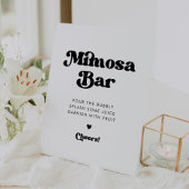 Stilvolles Retro-Schwarz-Weiß-Hochzeit Mimosa Bar Sockelschild