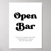 Stilvolles Retro-Schwarz-Weiß-Hochzeit Open Bar si Poster (Vorne)