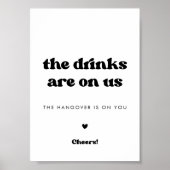 Stilvolles Retro-Schwarz-Weiß-Hochzeit Open Bar si Poster (Vorne)