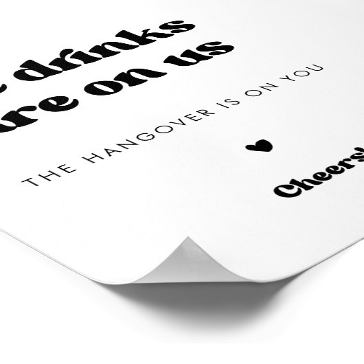 Stilvolles Retro-Schwarz-Weiß-Hochzeit Open Bar si Poster (Ecke)