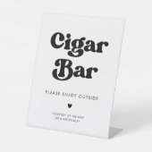 Stilvolles Retro-Schwarz-Weiß-Hochzeit Zigar Bar Sockelschild (Vorderseite)