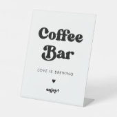 Stilvolles Retro-Schwarz-Weiß-Hochzeitscoffee Bar Sockelschild (Vorderseite)