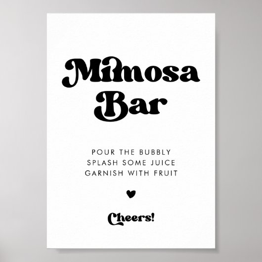Stilvolles Retro-Schwarz-Weiß-Mimosa-Bar Poster (Vorne)