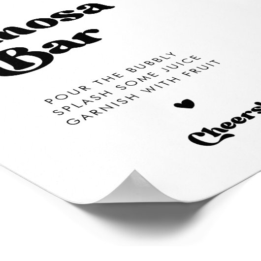 Stilvolles Retro-Schwarz-Weiß-Mimosa-Bar Poster (Ecke)