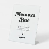 Stilvolles Retro-Schwarz-Weiß Momosa Bar Sockelschild (Vorderseite)