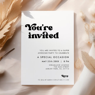 Stilvolles Retro Schwarz & Weiß Sie sind eingelade Einladung