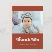 Stilvolles Retro Terracotta Baby Dusche Dankeskarte (Vorne/Hinten)