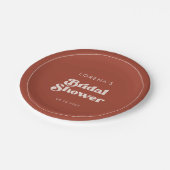 Stilvolles Retro Terracotta Brautparty Pappteller (Schrägansicht)
