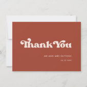 Stilvolles Retro Terracotta Hochzeit Dank Karte (Vorderseite)