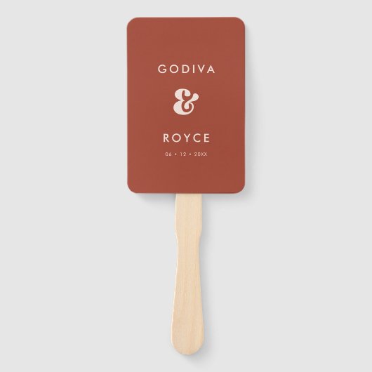 Stilvolles Retro-Terracotta Hochzeitsprogramm Fächer (Vorderseite)