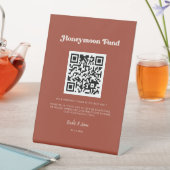 Stilvolles Retro Terracotta Honeymoon Fund QR Code Sockelschild (In Situ)