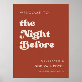 Stilvolles Retro Terracotta Night before Welcome Poster