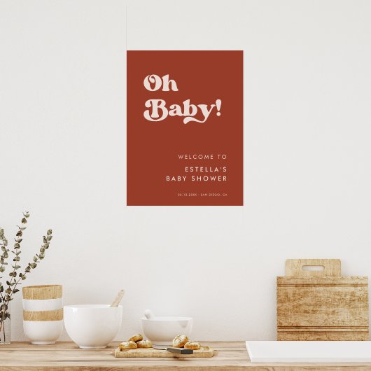 Stilvolles Retro Terracotta Oh Baby Poster (Küche)