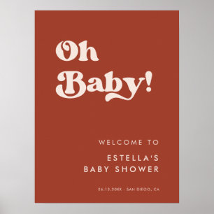 Stilvolles Retro Terracotta Oh Baby Poster