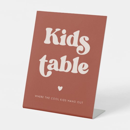 Stilvolles Retro Terracotta Wedding Kids table Sockelschild (Vorderseite)
