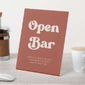 Stilvolles Retro Terracotta Wedding Open Bar Sockelschild (In SItu)