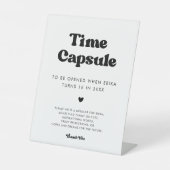 Stilvolles Retro Time Kapsel 1. Geburtstag Sockelschild (Vorderseite)